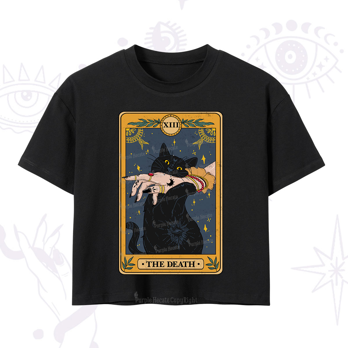 Purplehecate The Death Card Tarot Cat Crop T-Shirt