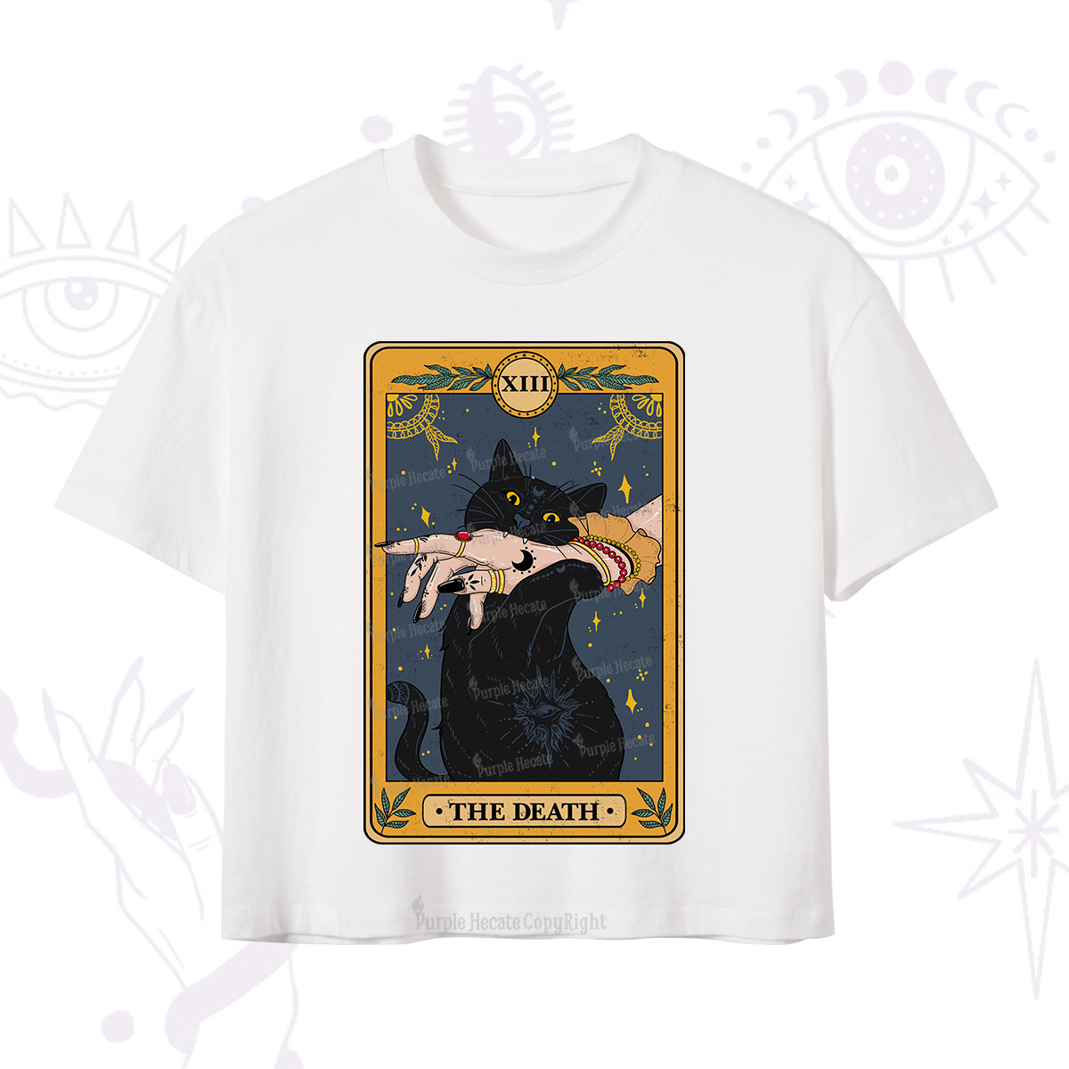 Purplehecate The Death Card Tarot Cat Crop T-Shirt