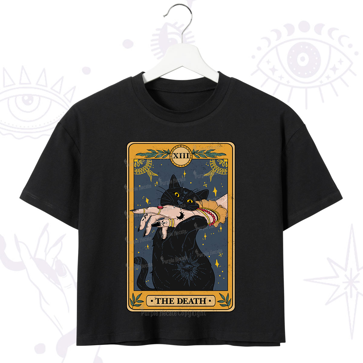 Purplehecate The Death Card Tarot Cat Crop T-Shirt