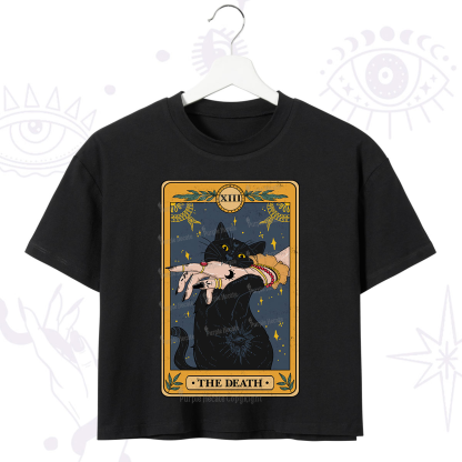 Purplehecate The Death Card Tarot Cat Crop T-Shirt
