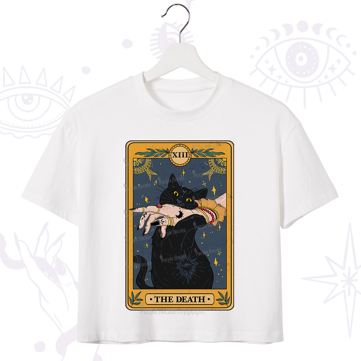 Purplehecate The Death Card Tarot Cat Crop T-Shirt