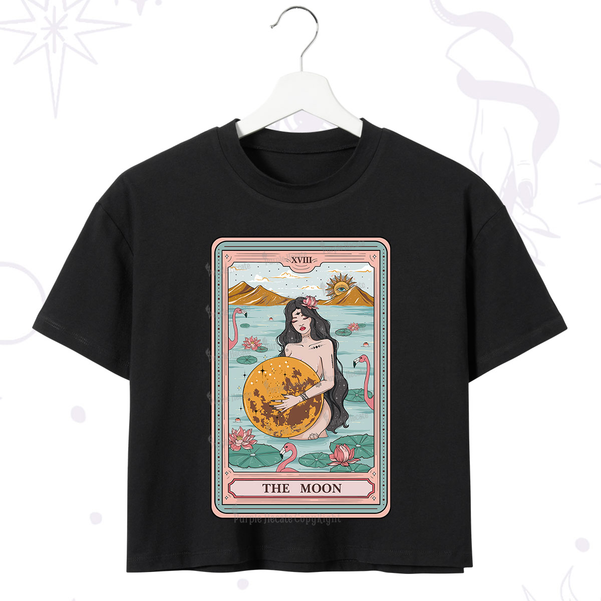 Purplehecate The Moon Goddess Tarot Crop T-Shirt