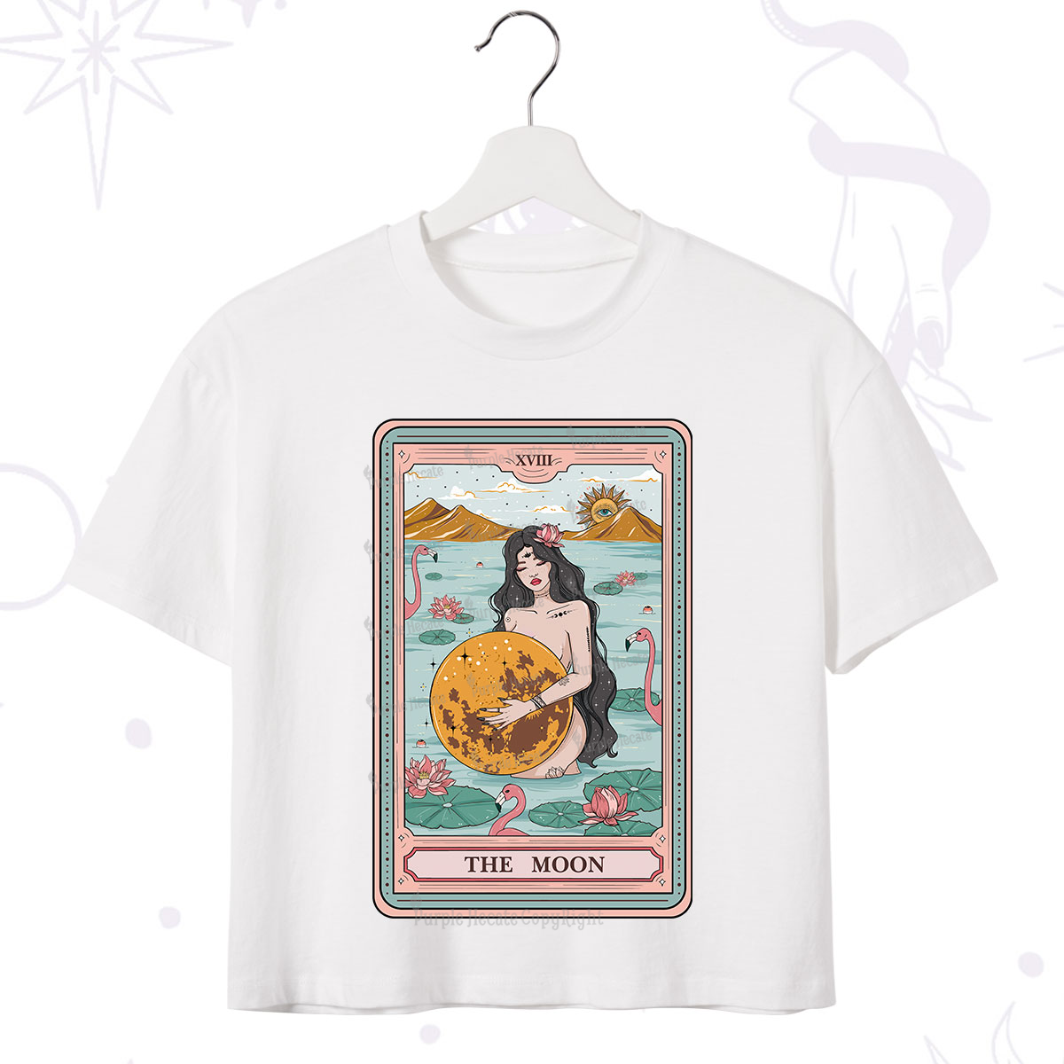 Purplehecate The Moon Goddess Tarot Crop T-Shirt
