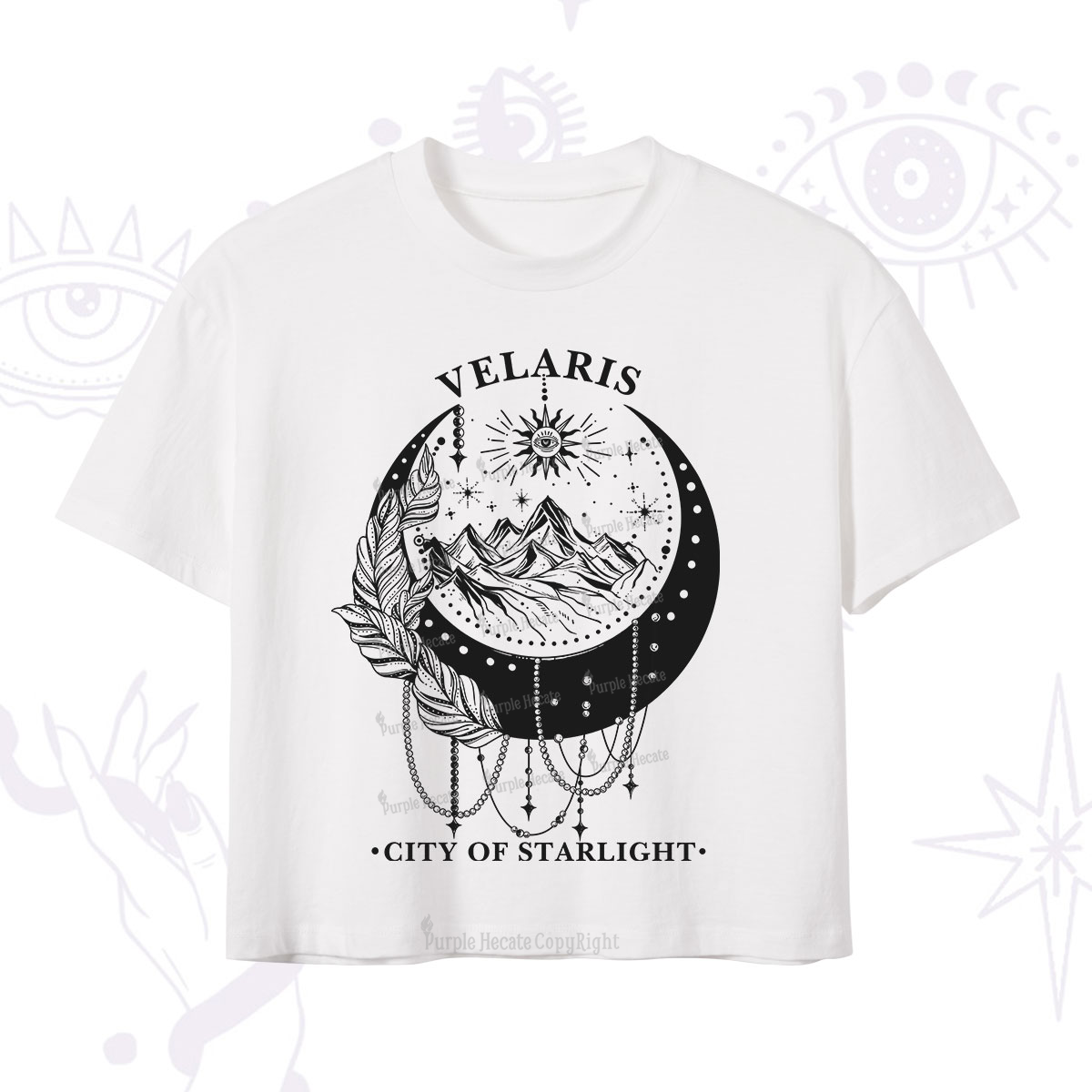 Purplehecate Moonlit Peaks of Starlight Crop T-Shirt