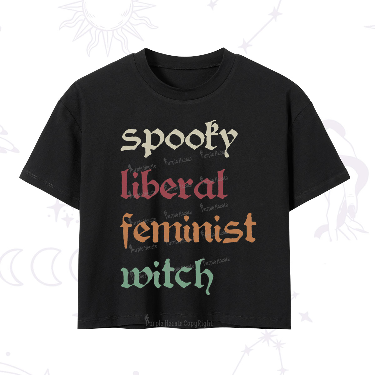 Purplehecate Spooky Liberal Feminist Witch Crop T-Shirt