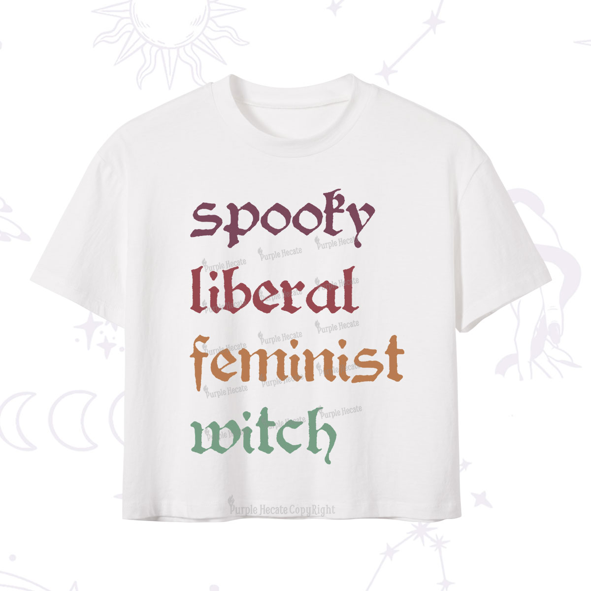 Purplehecate Spooky Liberal Feminist Witch Crop T-Shirt