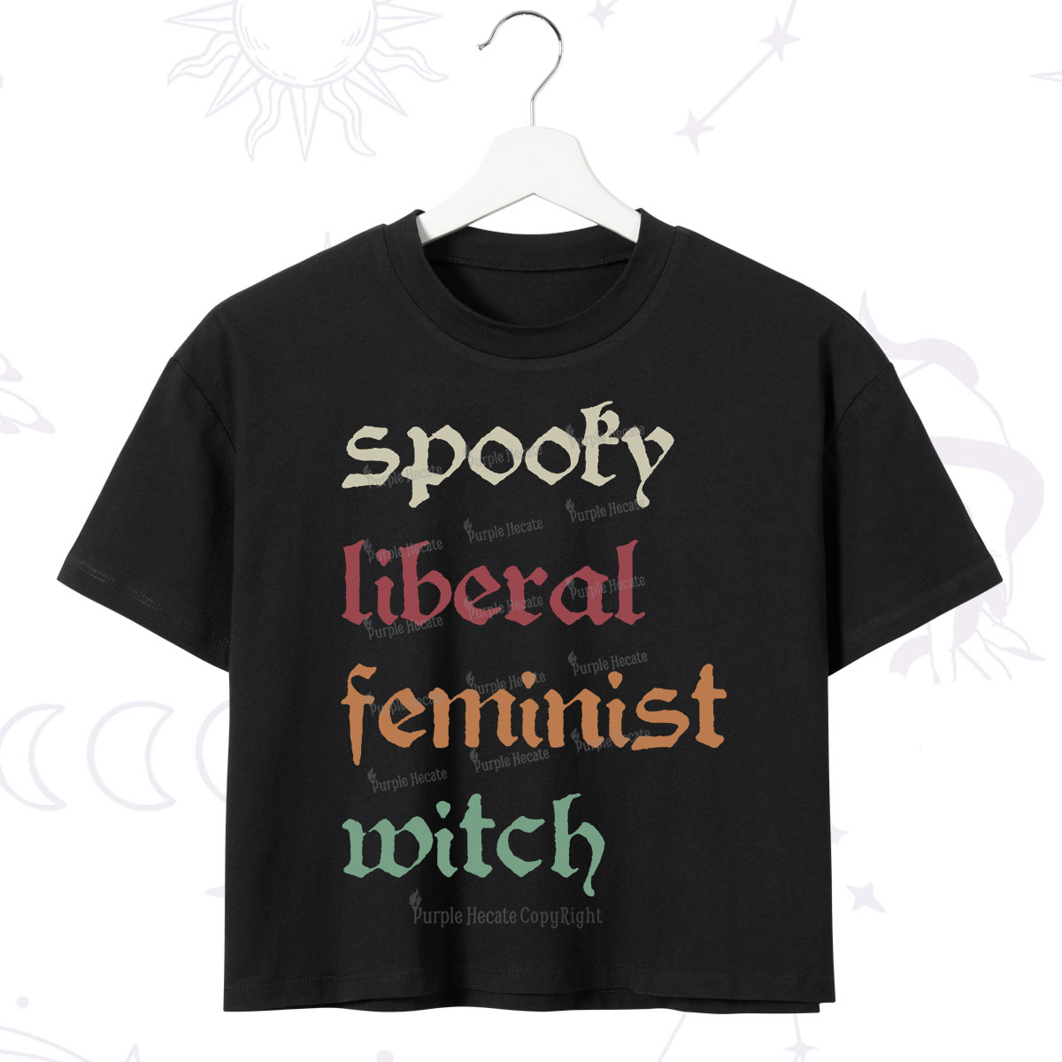 Purplehecate Spooky Liberal Feminist Witch Crop T-Shirt