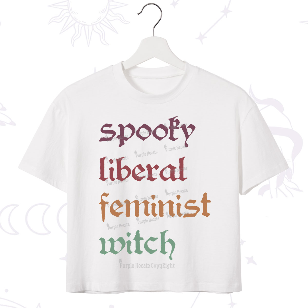 Purplehecate Spooky Liberal Feminist Witch Crop T-Shirt