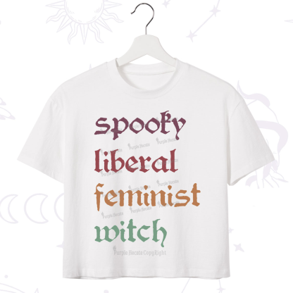 Purplehecate Spooky Liberal Feminist Witch Crop T-Shirt