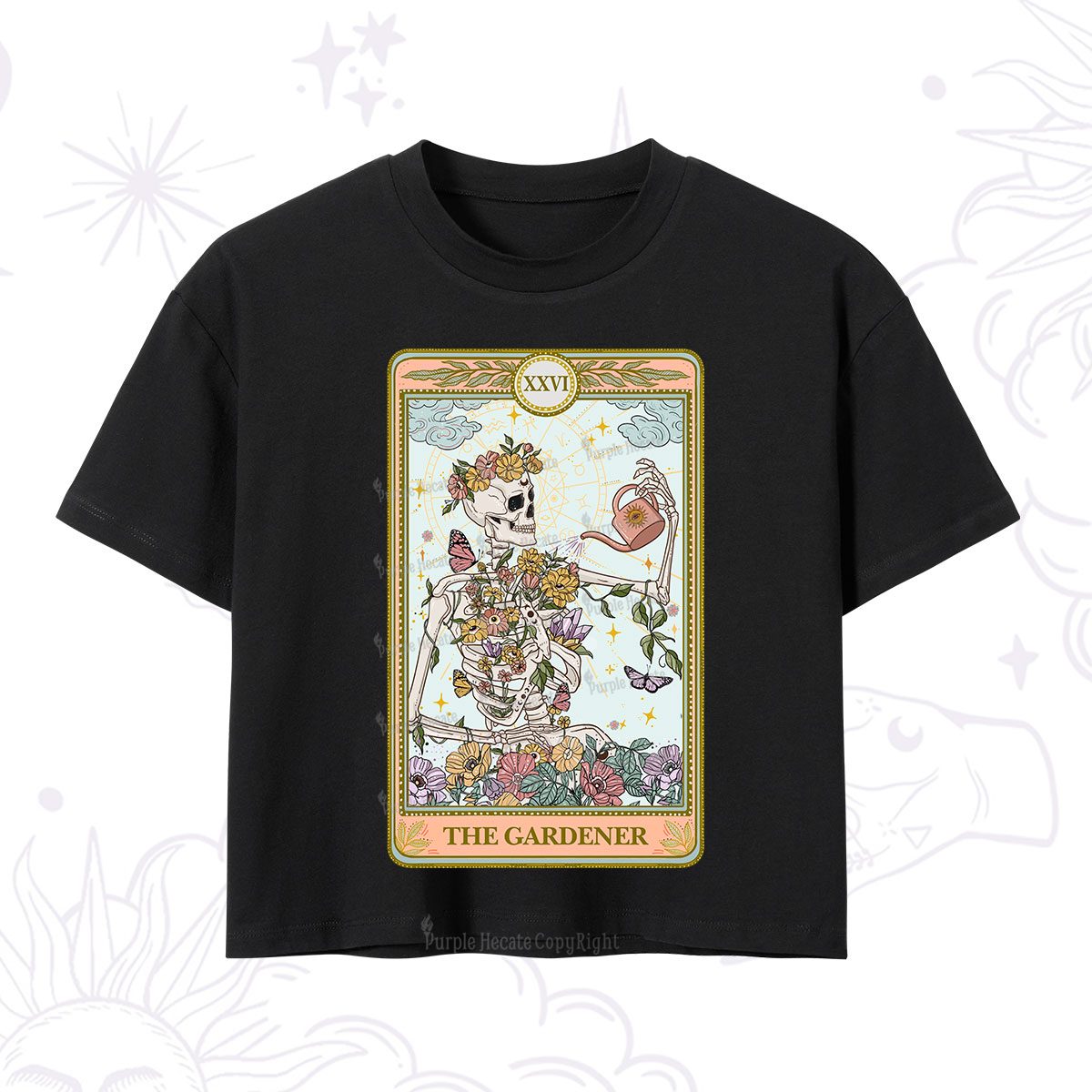 Purplehecate The Skeleton Gardener Tarot Crop T-Shirt
