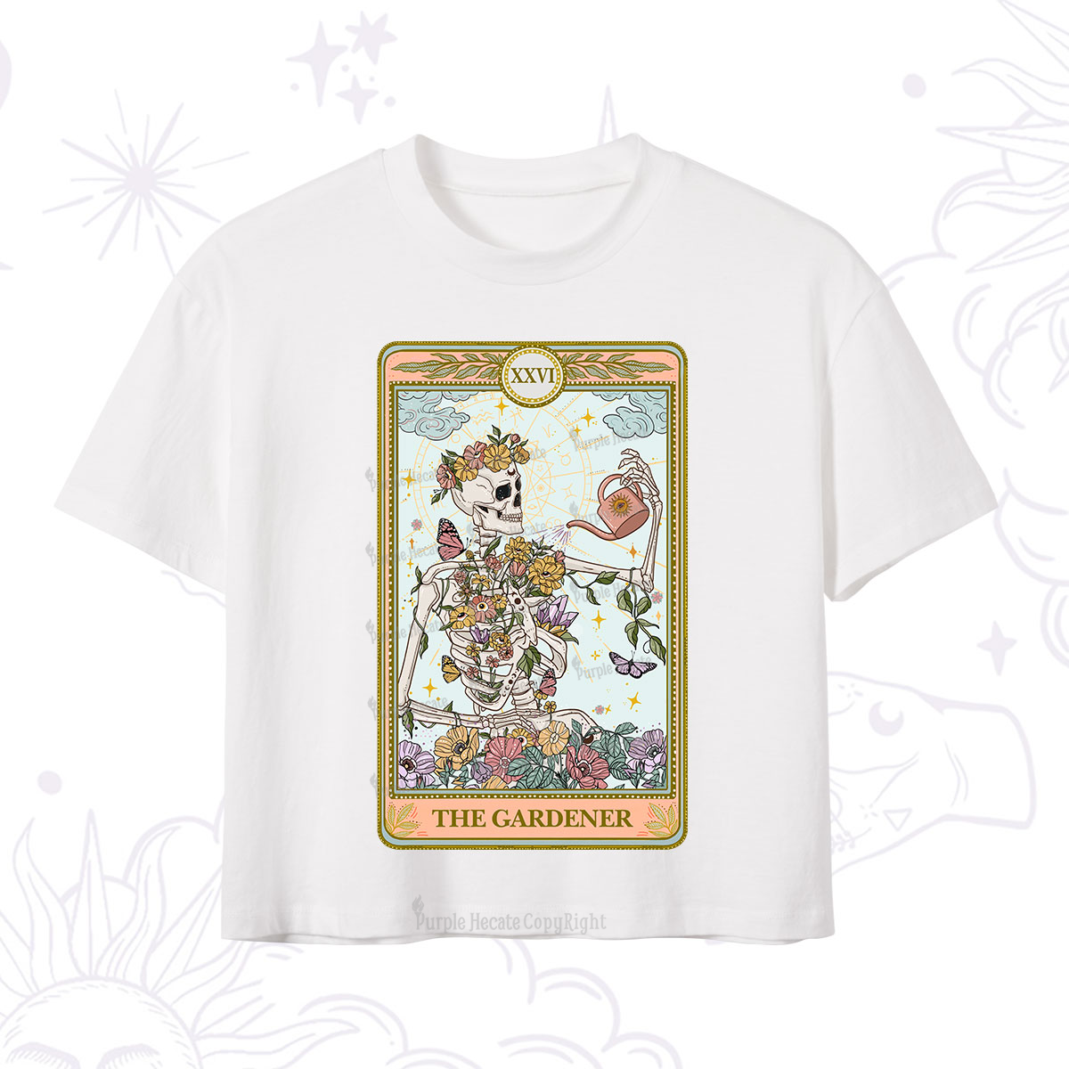 Purplehecate The Skeleton Gardener Tarot Crop T-Shirt