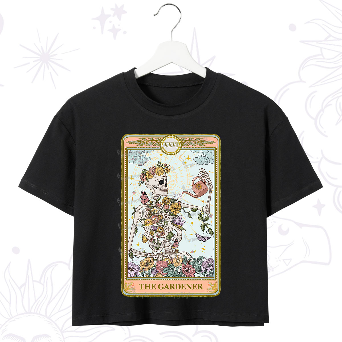 Purplehecate The Skeleton Gardener Tarot Crop T-Shirt