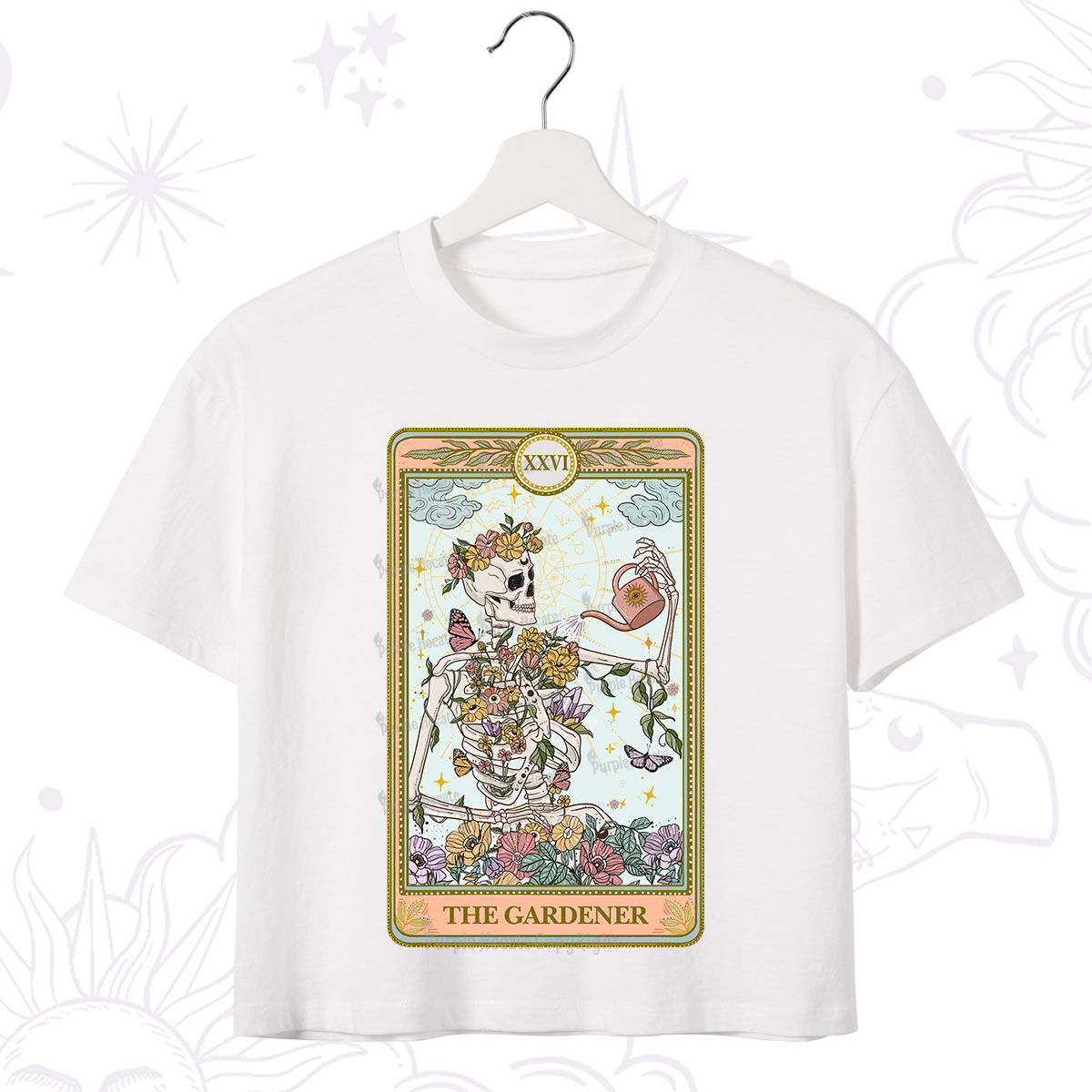Purplehecate The Skeleton Gardener Tarot Crop T-Shirt