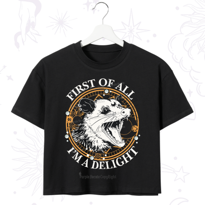 Purplehecate First Of All I Am A Delightful Angry Opossum Crop T-Shirt