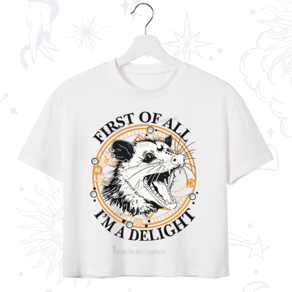 Purplehecate First Of All I Am A Delightful Angry Opossum Crop T-Shirt