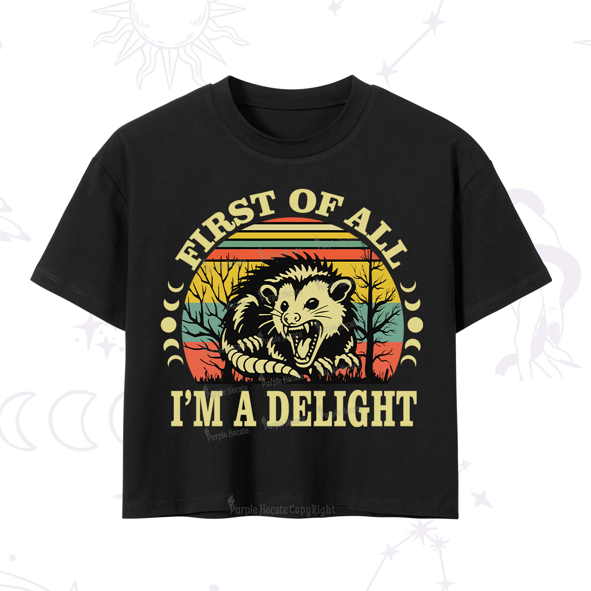 Purplehecate First Of All I'm A Delightful Opossum Crop T-Shirt