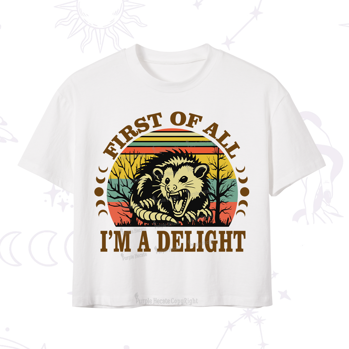 Purplehecate First Of All I'm A Delightful Opossum Crop T-Shirt