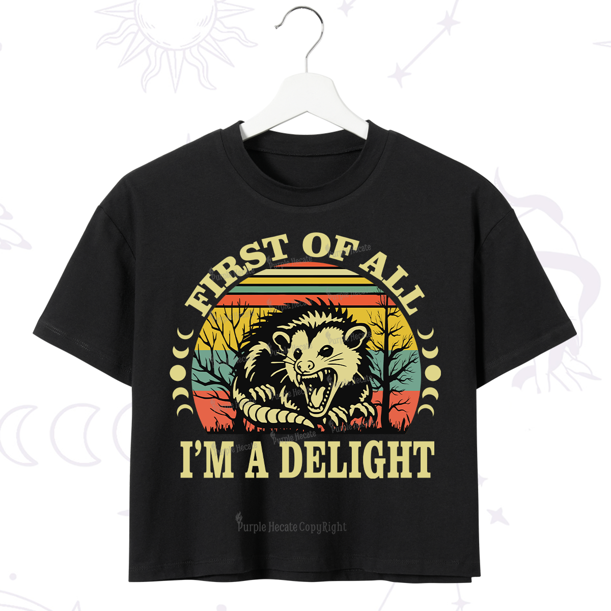 Purplehecate First Of All I'm A Delightful Opossum Crop T-Shirt