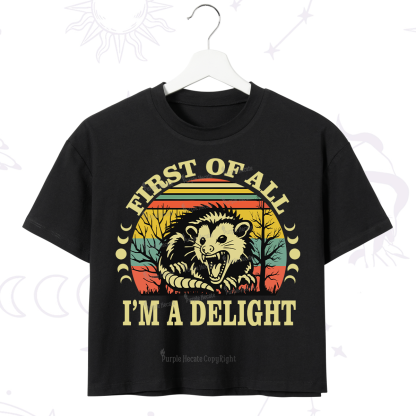 Purplehecate First Of All I'm A Delightful Opossum Crop T-Shirt
