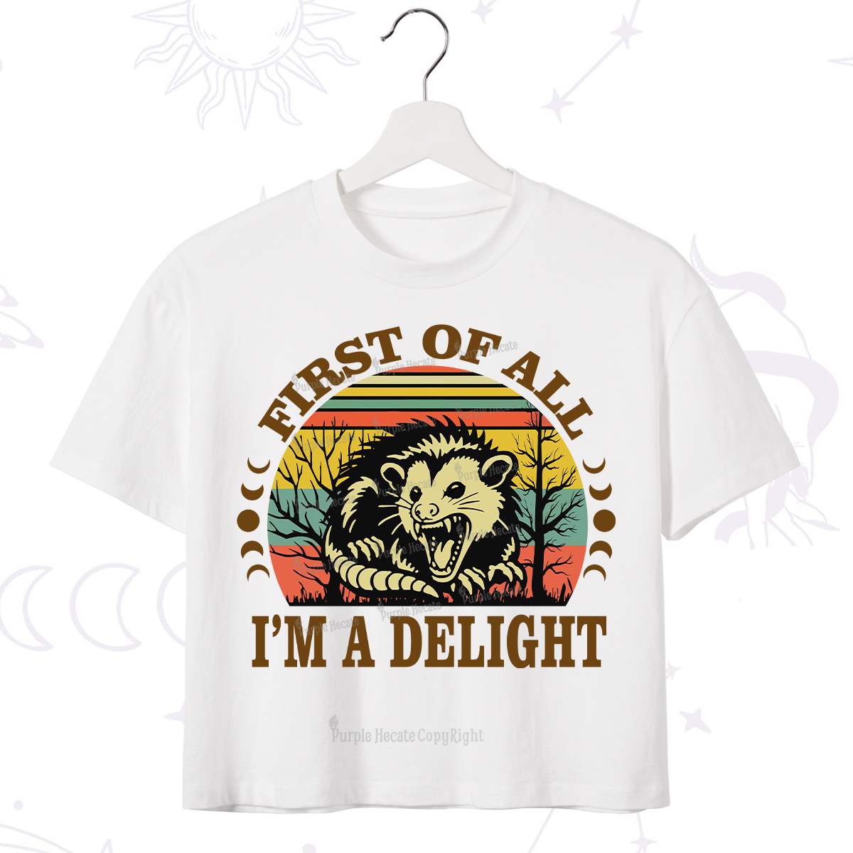 Purplehecate First Of All I'm A Delightful Opossum Crop T-Shirt