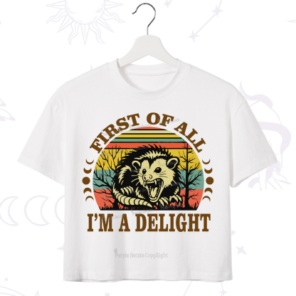 Purplehecate First Of All I'm A Delightful Opossum Crop T-Shirt