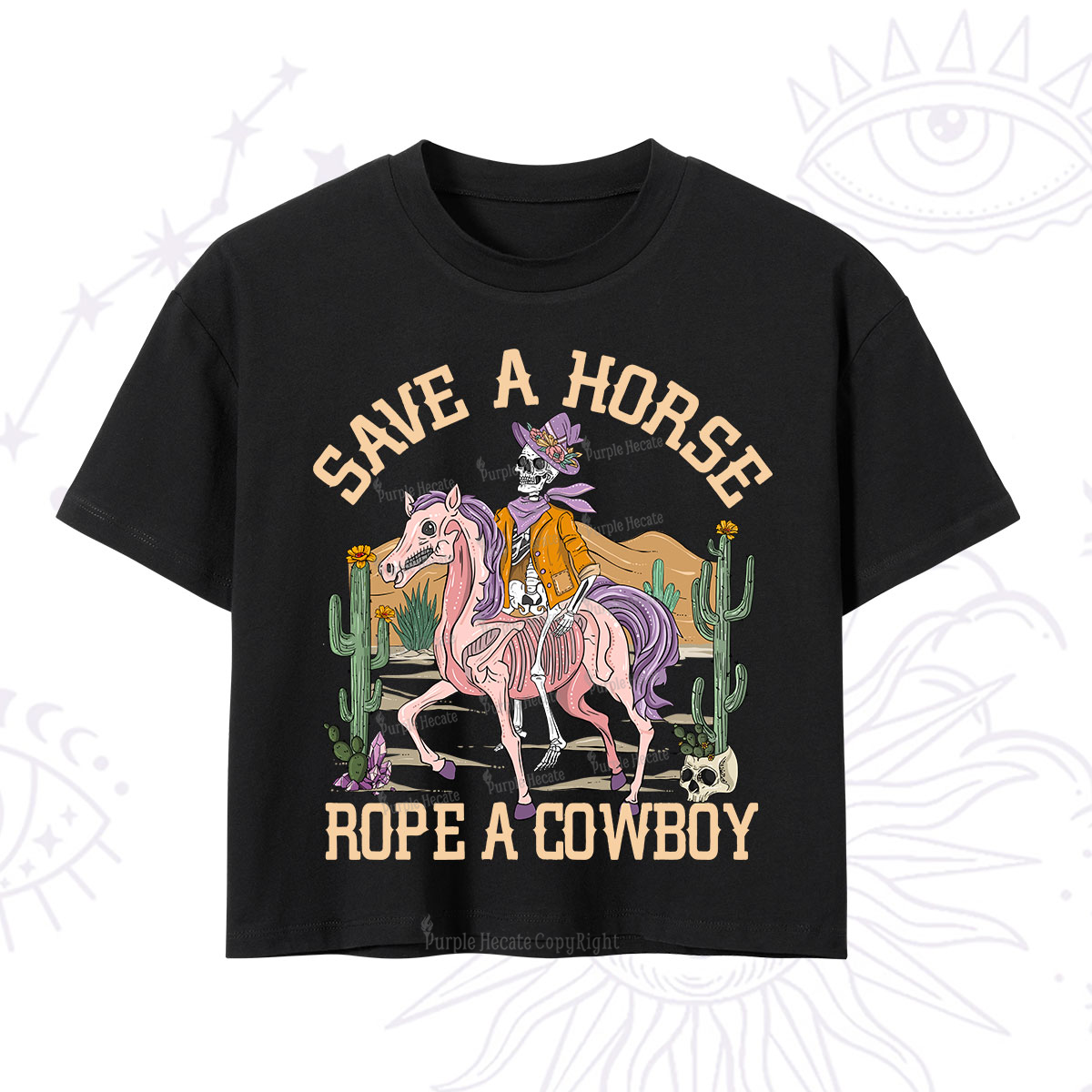 Purplehecate Save A Horse Rope A Cowboy Crop T-Shirt