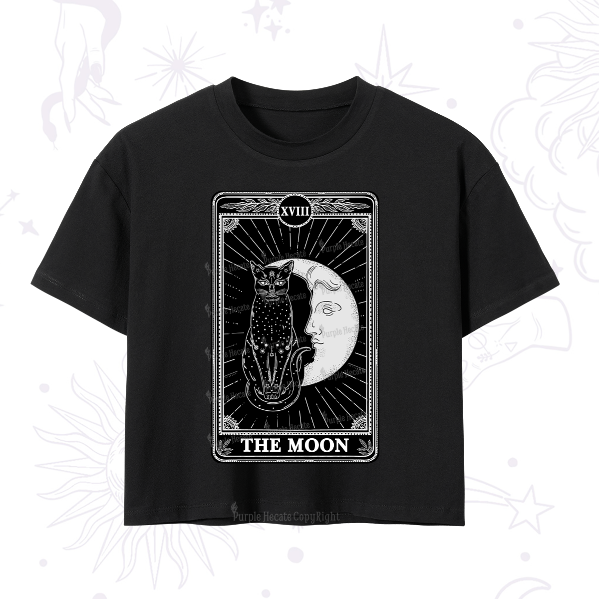 Purplehecate The Moon Tarot Card Crop T-Shirt