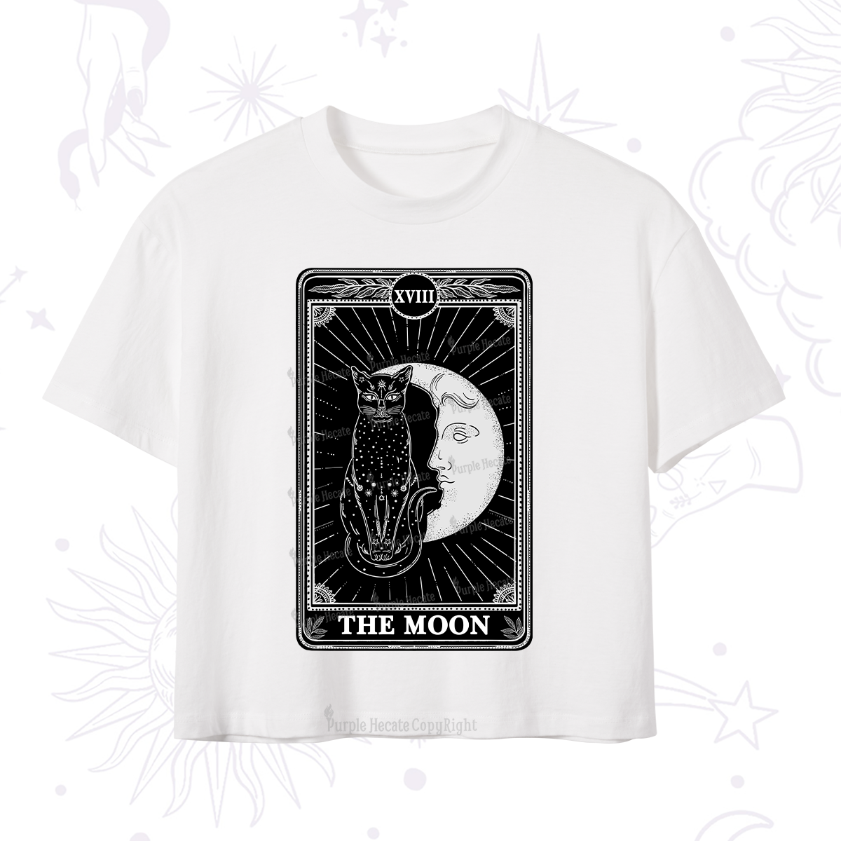 Purplehecate The Moon Tarot Card Crop T-Shirt