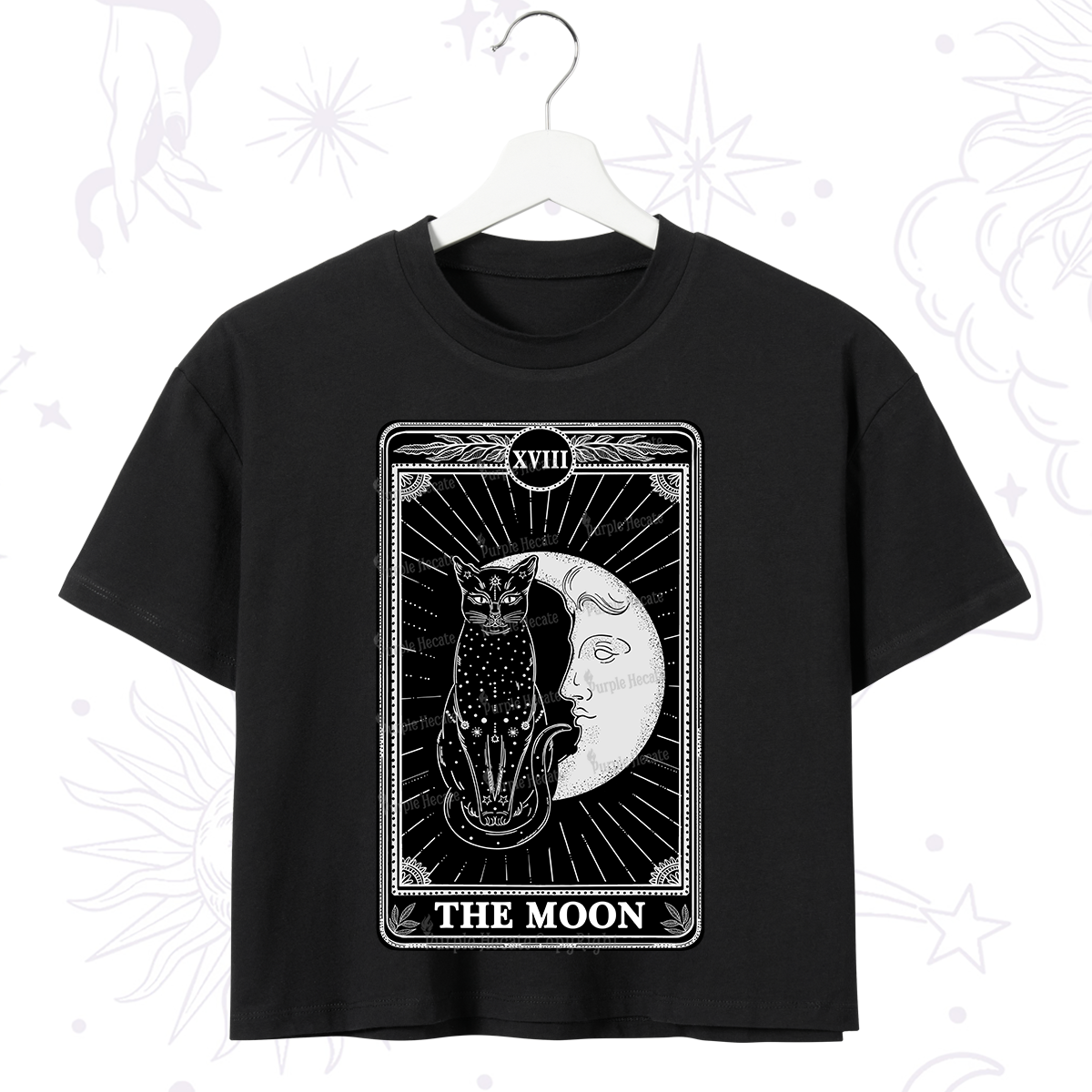 Purplehecate The Moon Tarot Card Crop T-Shirt
