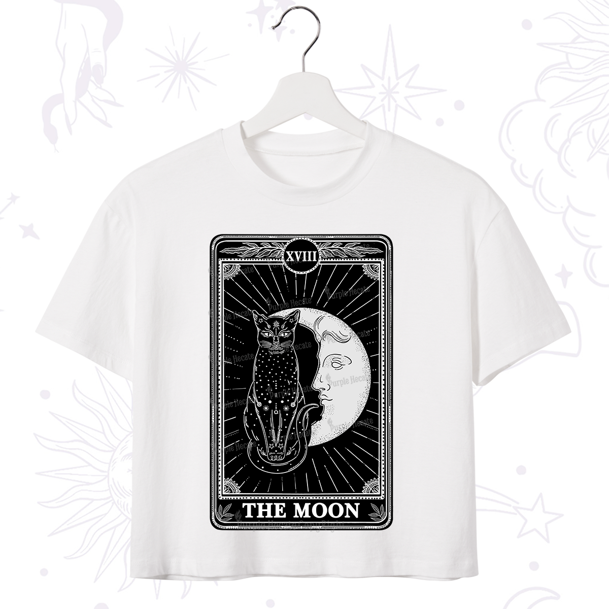 Purplehecate The Moon Tarot Card Crop T-Shirt