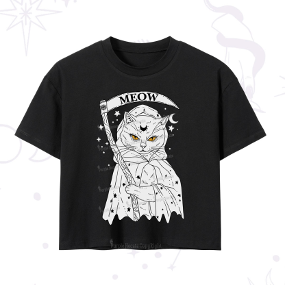 Purplehecate Grim Meow Reaper Crop T-Shirt