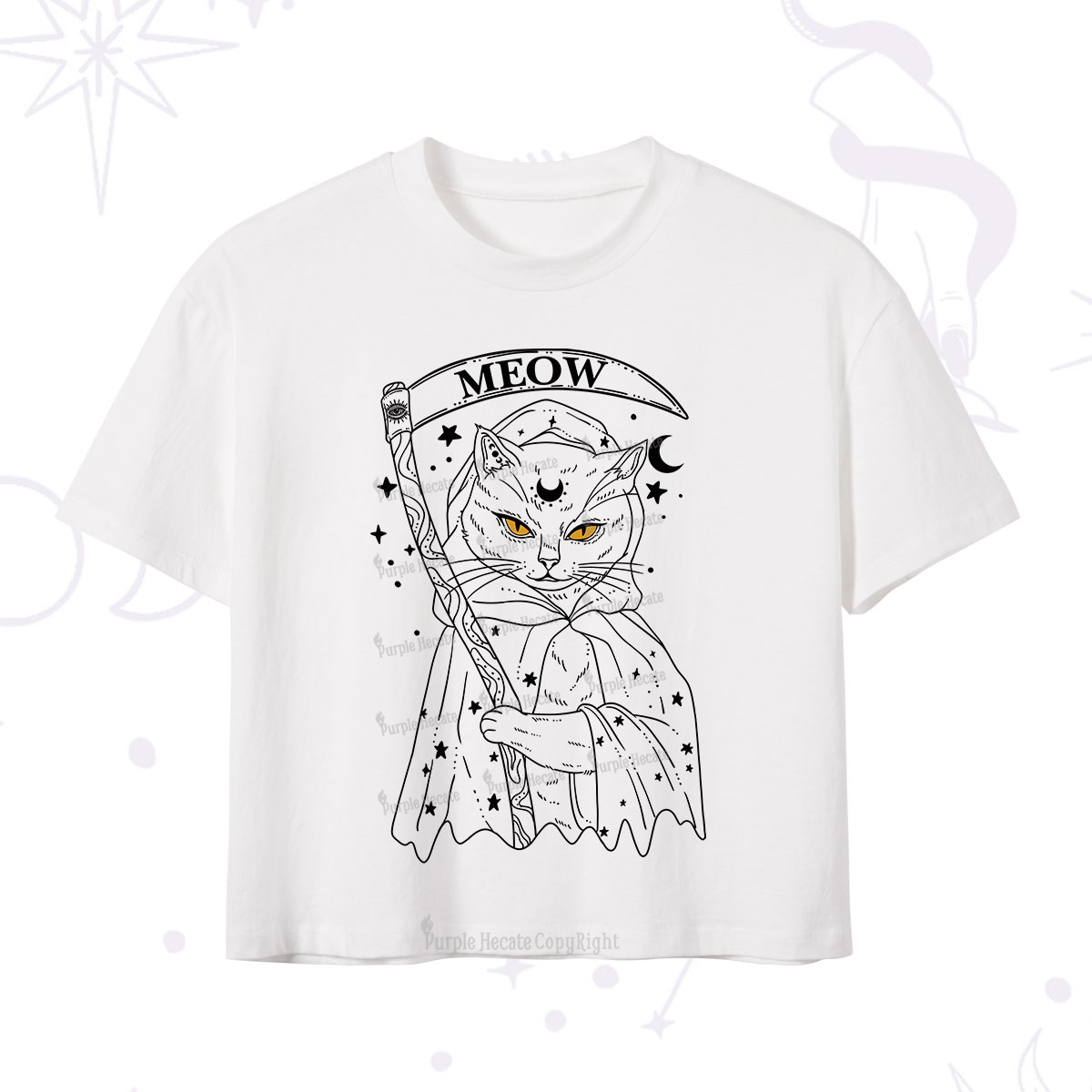 Purplehecate Grim Meow Reaper Crop T-Shirt