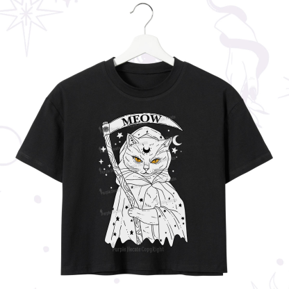 Purplehecate Grim Meow Reaper Crop T-Shirt