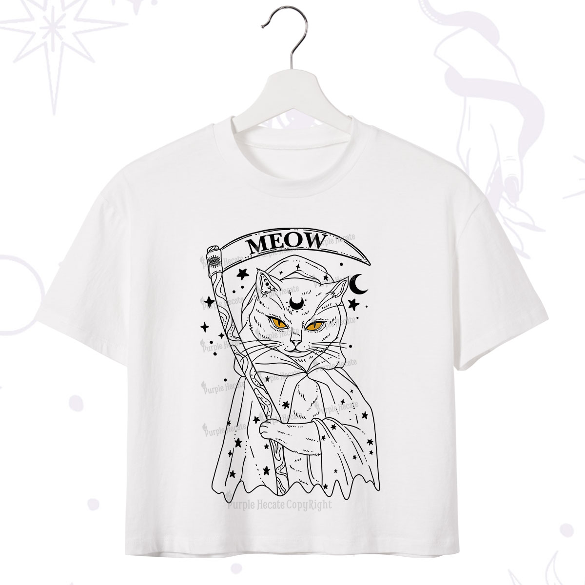 Purplehecate Grim Meow Reaper Crop T-Shirt