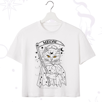 Purplehecate Grim Meow Reaper Crop T-Shirt