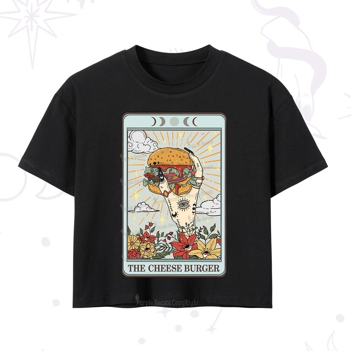 Purplehecate The Cheese Burger Tarot Crop T-Shirt