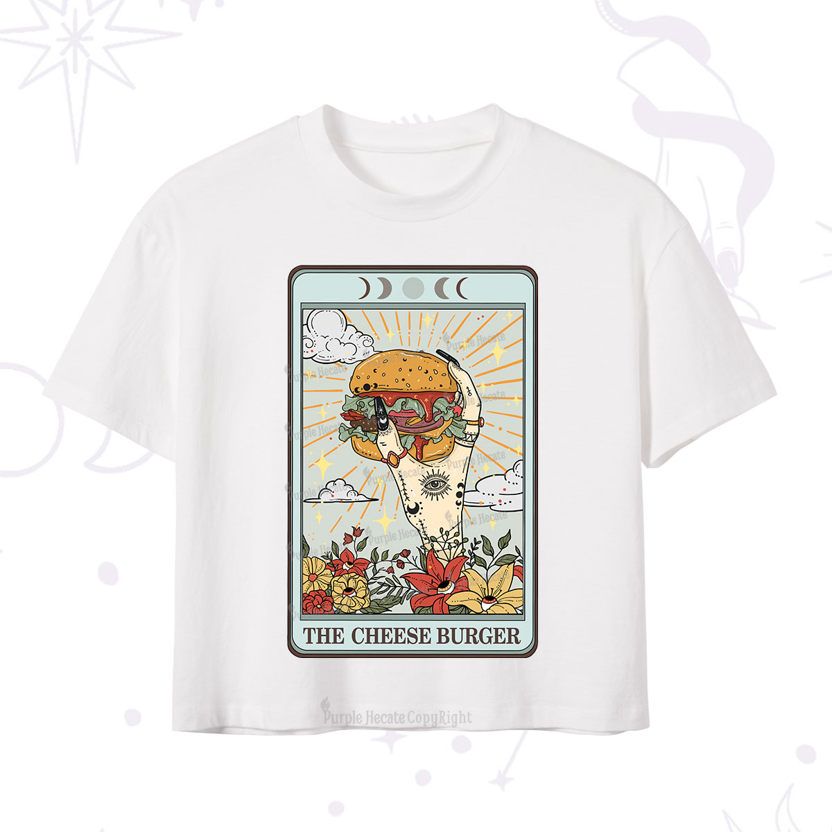 Purplehecate The Cheese Burger Tarot Crop T-Shirt