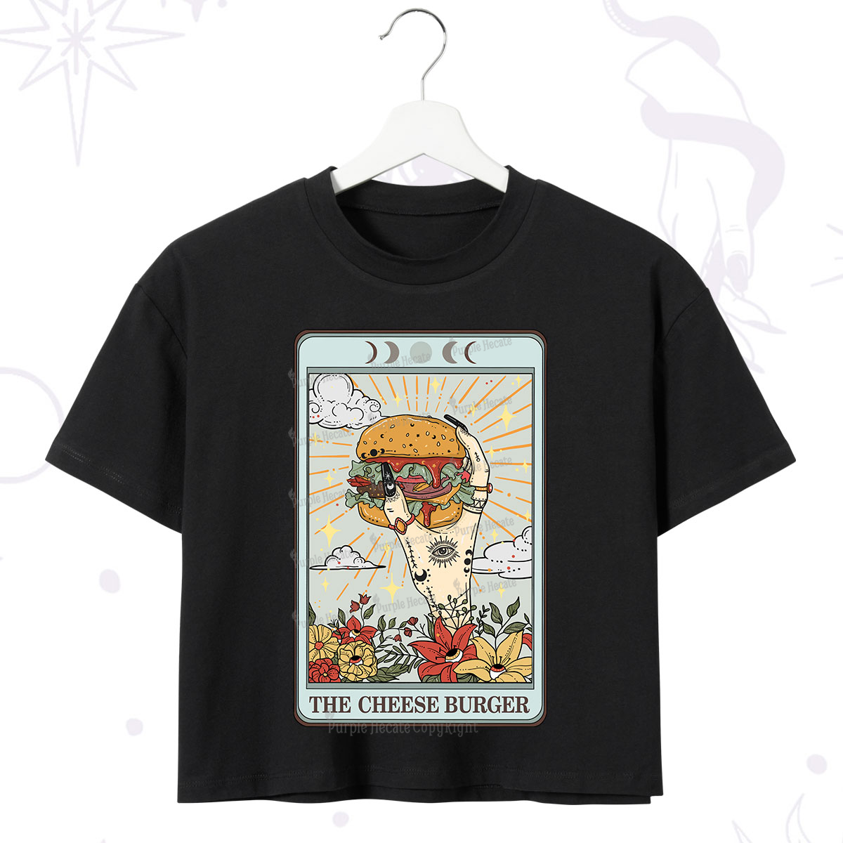 Purplehecate The Cheese Burger Tarot Crop T-Shirt