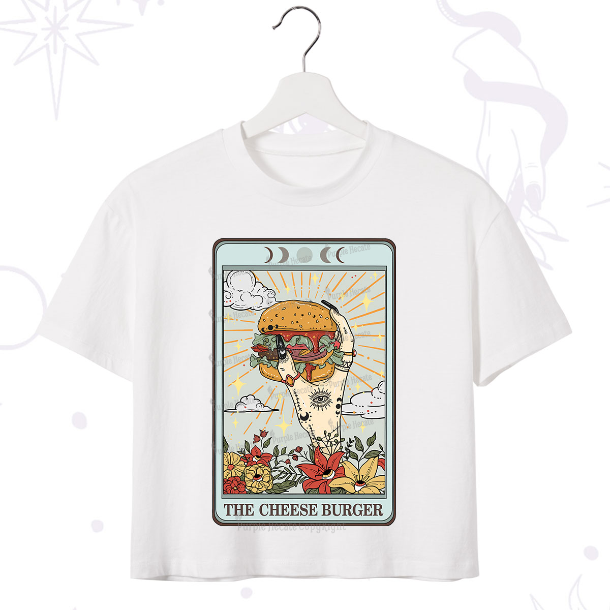 Purplehecate The Cheese Burger Tarot Crop T-Shirt