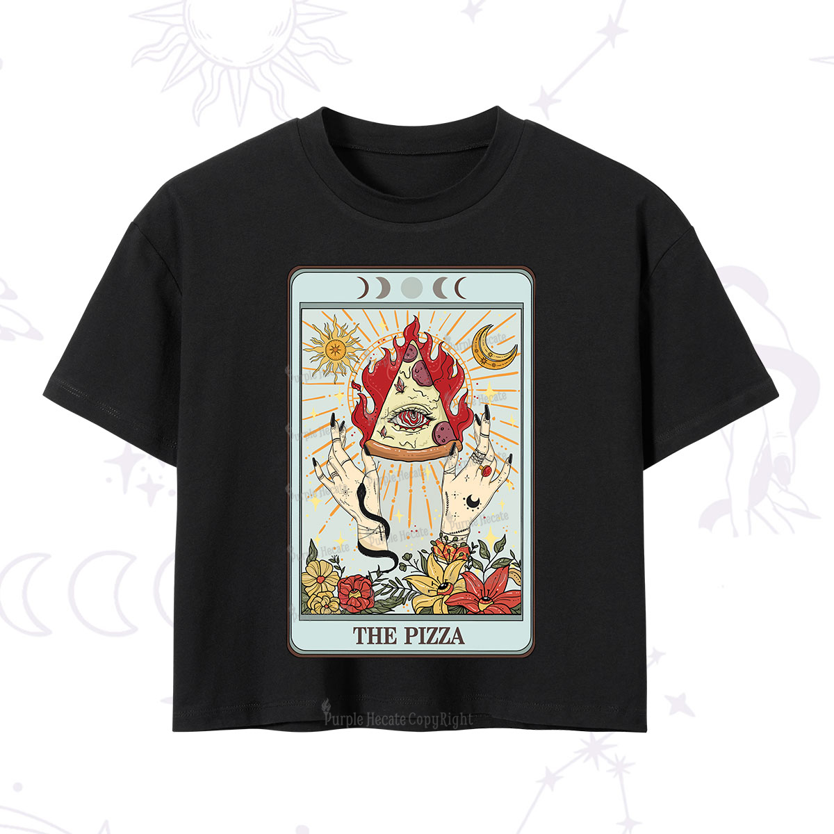 Purplehecate The Pizze Food Tarot Card Crop T-Shirt