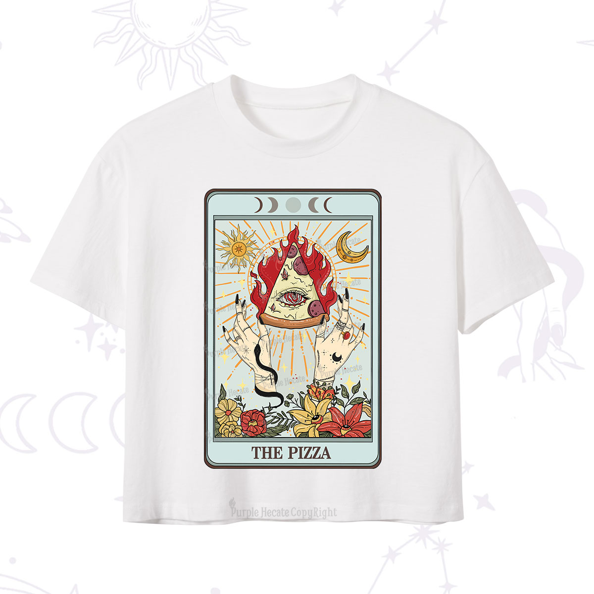 Purplehecate The Pizze Food Tarot Card Crop T-Shirt