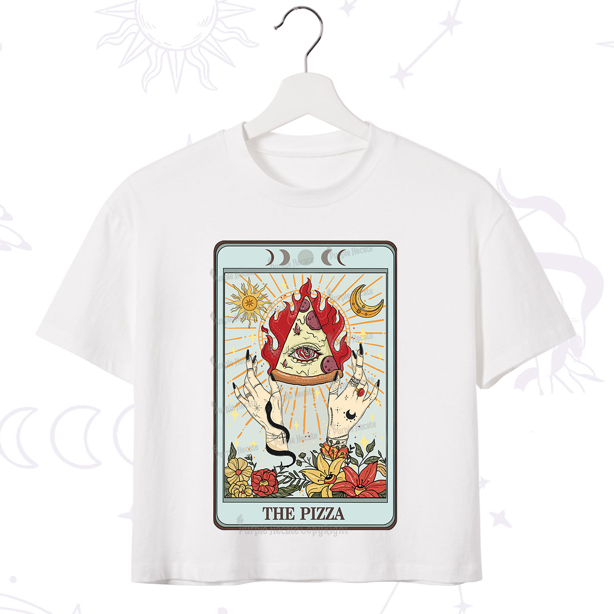 Purplehecate The Pizze Food Tarot Card Crop T-Shirt