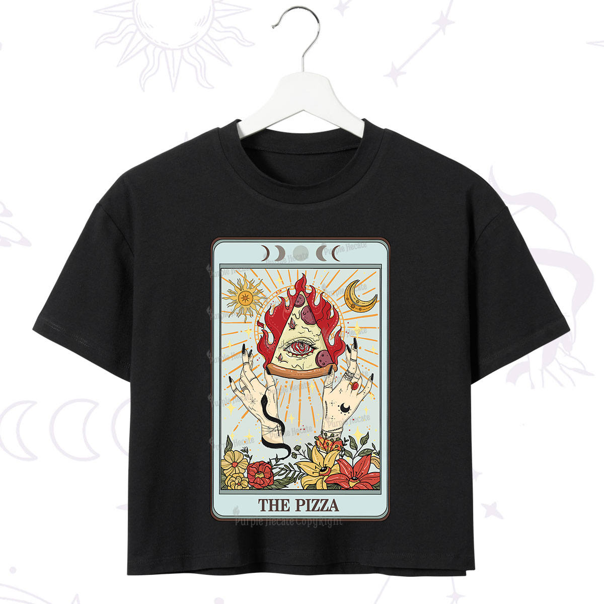 Purplehecate The Pizze Food Tarot Card Crop T-Shirt