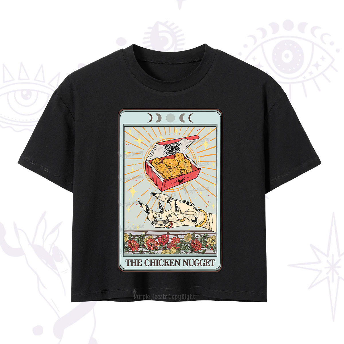 Purplehecate The Chicken Nugget Tarot Card Crop T-Shirt