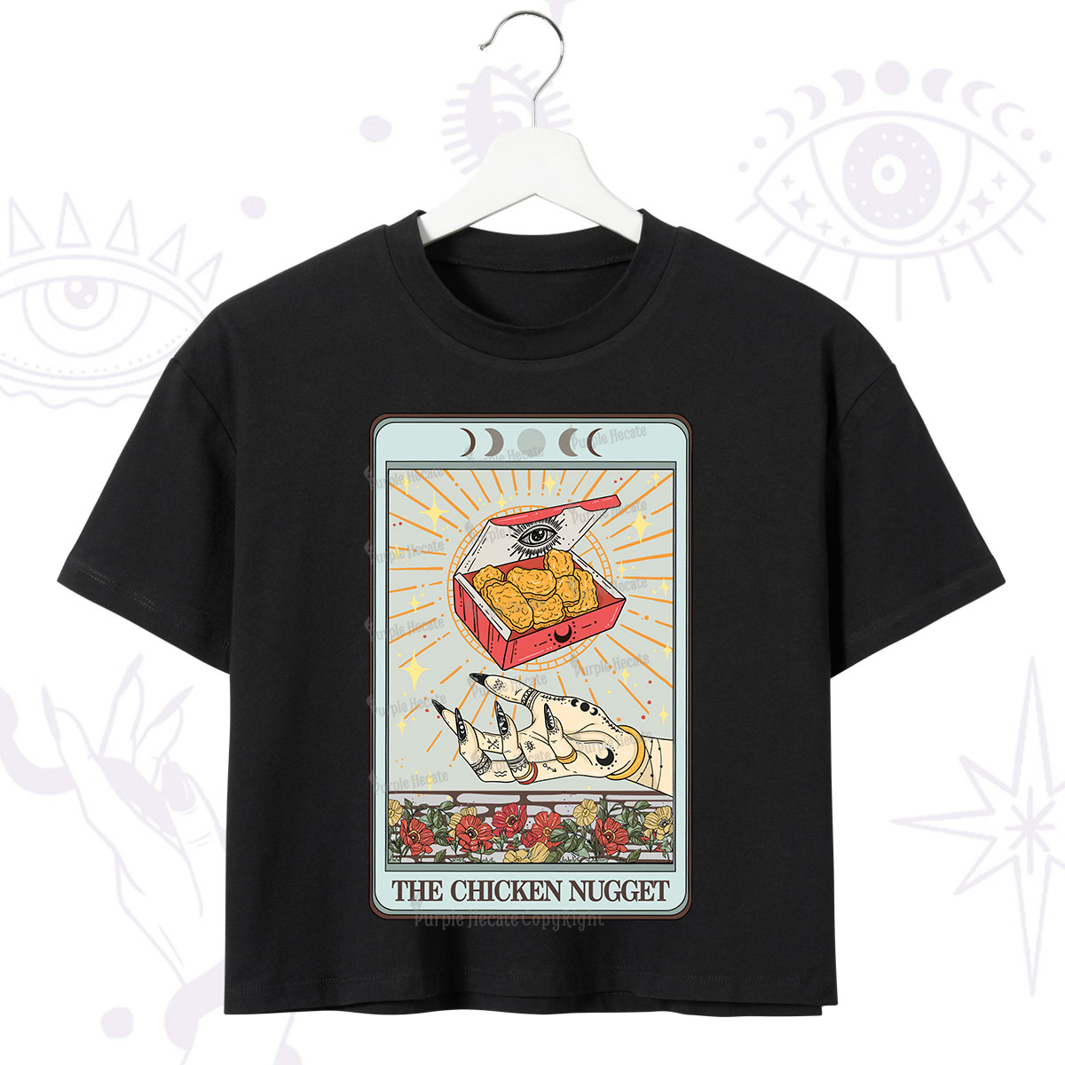 Purplehecate The Chicken Nugget Tarot Card Crop T-Shirt