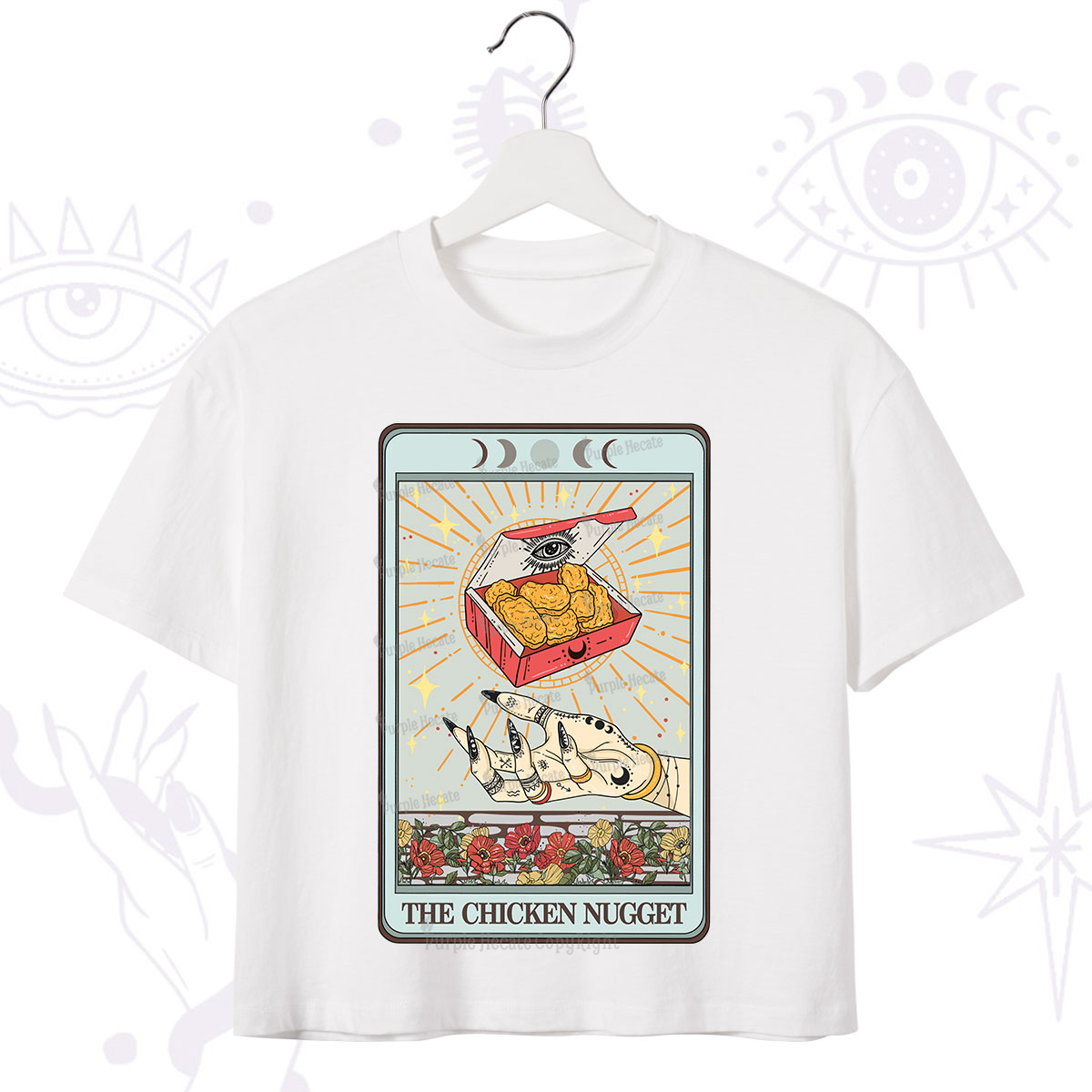 Purplehecate The Chicken Nugget Tarot Card Crop T-Shirt
