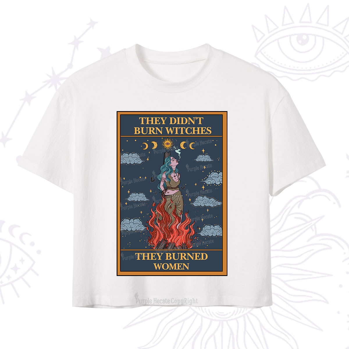 Purplehecate The They Didn't Burn Witches They Burned Women Oracle Card Crop T-Shirt