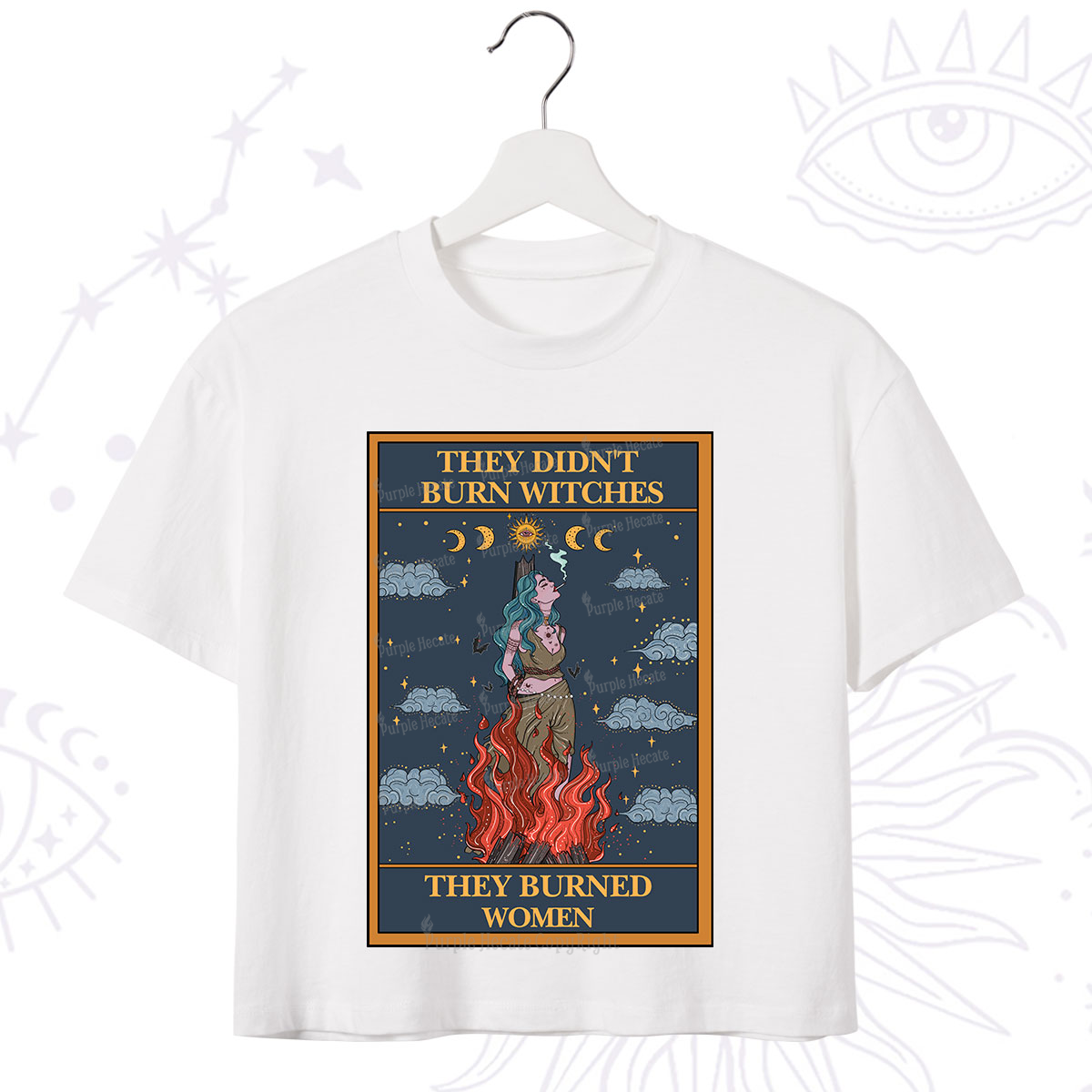 Purplehecate The They Didn't Burn Witches They Burned Women Oracle Card Crop T-Shirt