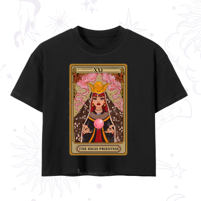Purplehecate The High Priestess Prophecy Tarot Crop T-Shirt