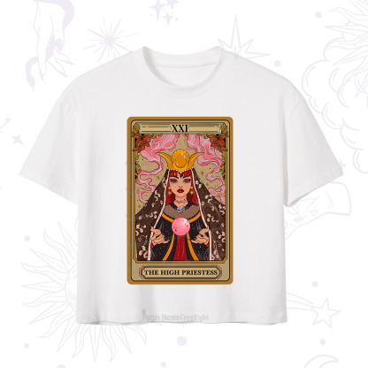 Purplehecate The High Priestess Prophecy Tarot Crop T-Shirt